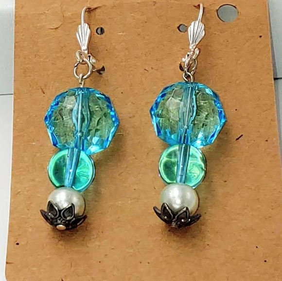 24751. Hand Made Turquoise Pierced Earrings - Picture 2 of 4